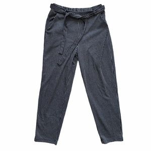 Navy and White Pinstriped Tie Trouser Pants